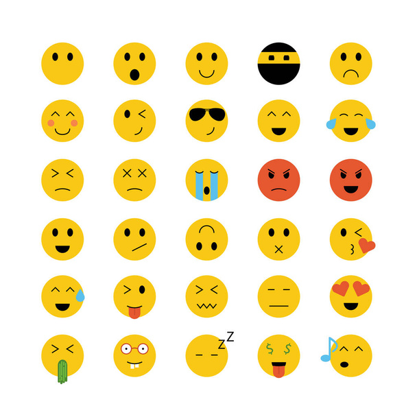 Smiley face vector isolated icon set Ікона чату. Плоска притча про емотікони. - Вектор, зображення