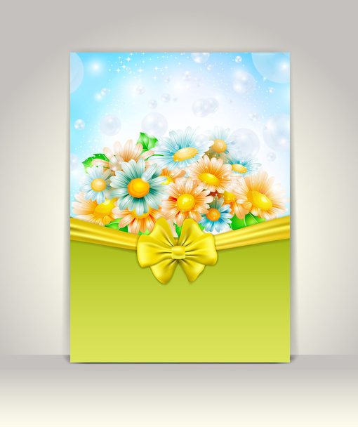 Invitation card with spring flowers - Vector, Image