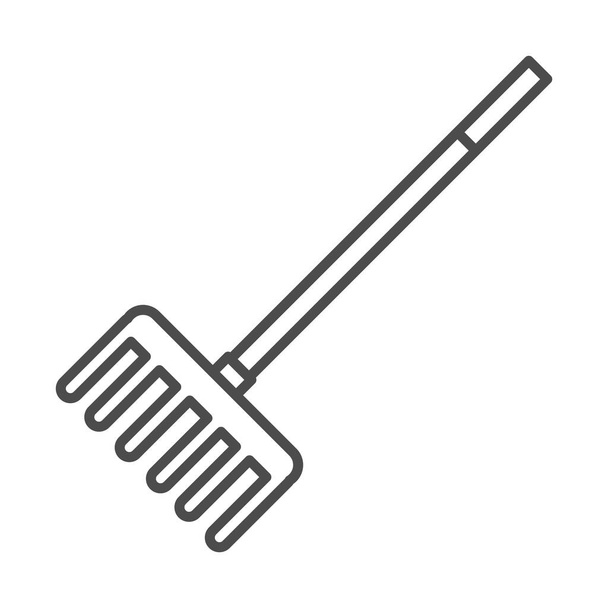 jardinagem, ferramenta pitchfork estilo ícone de linha de trabalho - Vetor, Imagem