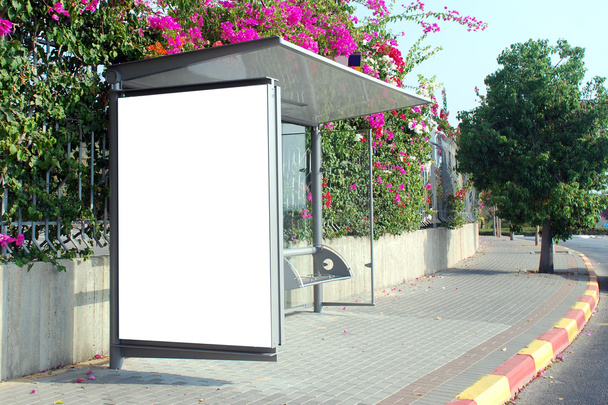 witte bus stopbord - Foto, afbeelding