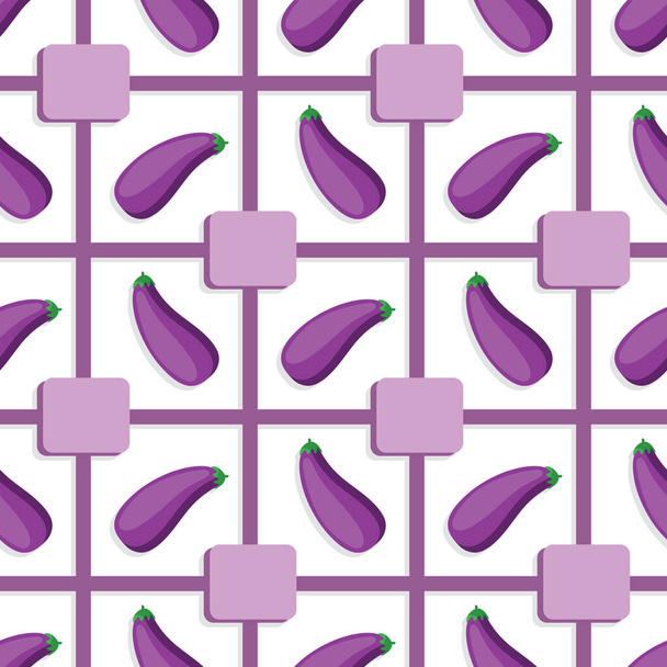 pattern of Violet eggplant in minimal style on light background with lines and rectangles - Vecteur, image