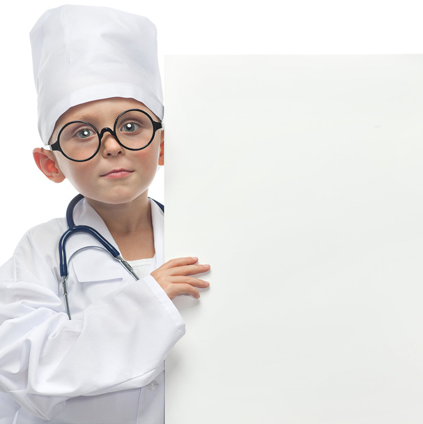 Cute future doctor boy in doctor - Φωτογραφία, εικόνα