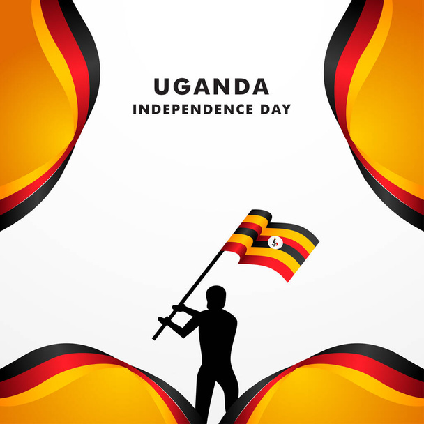 Ουγκάντα Ημέρα Ανεξαρτησίας Διάνυσμα Εικονογράφηση Σχεδιασμός Για Γιορτάστε Στιγμή - Διάνυσμα, εικόνα