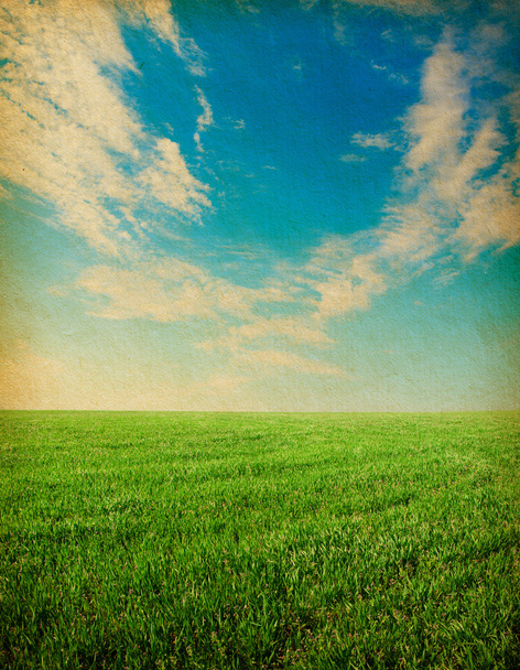 groen veld in grunge en retro stijl - Foto, afbeelding