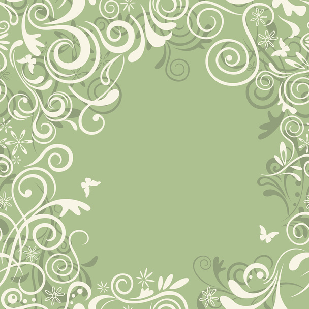 Abstract seamless green floral frame - Vector, afbeelding