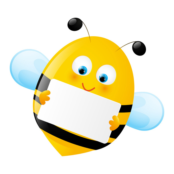 Милая пчела с пустой бумагой
 - Вектор,изображение