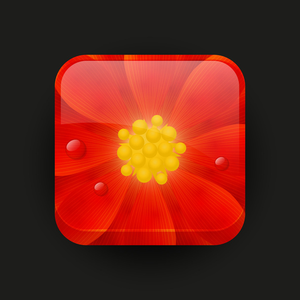 App icon with red flower - Vektori, kuva