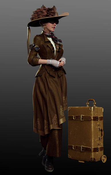 Steampunk ou Victorienne Femme, explorateur ou voyageur - Photo, image