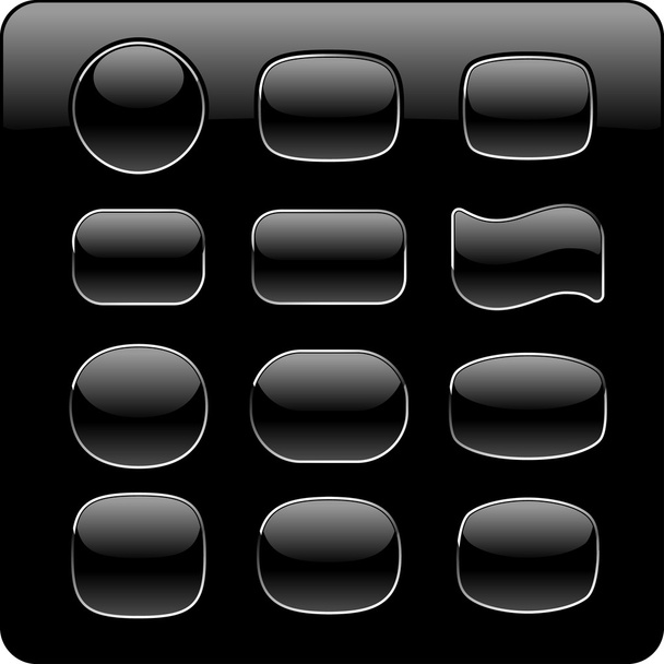 Black glass buttons - Vector, Image