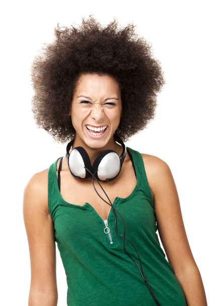 Happy woman with headphones - Foto, afbeelding
