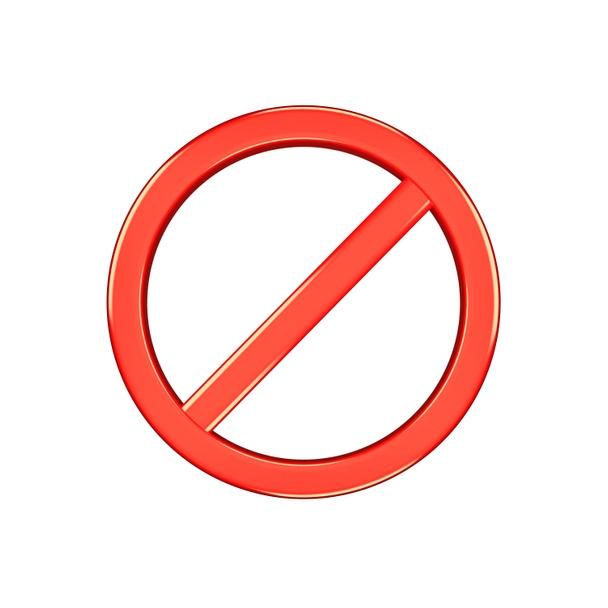 No se permite signo aislado en fondo blanco 3D renderizado Advertencia está prohibido entrar - Foto, Imagen