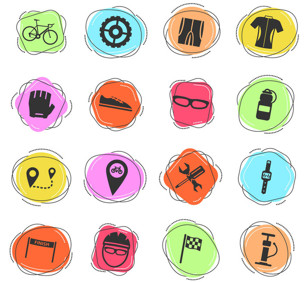 Icone vettoriali a colori per bicicletta per interfaccia web e utente - Vettoriali, immagini