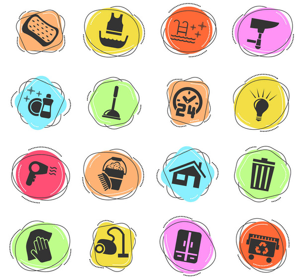 Reinigungsfirma Web-Icons für User Interface Design - Vektor, Bild