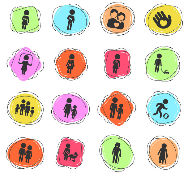 Ikony wektora kolorów rodzinnych dla interfejsu WWW i użytkownika - Wektor, obraz