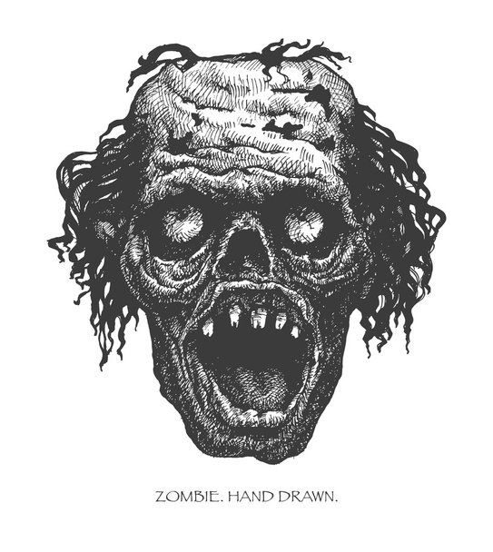 Голова зомбі, намальована рука, вектор eps8
 - Вектор, зображення