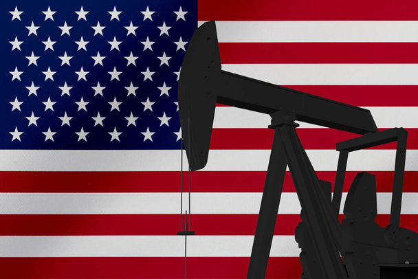 Amerika Birleşik Devletleri bayraklı güzel bir petrol çıkarma hareketiydi.. - Fotoğraf, Görsel
