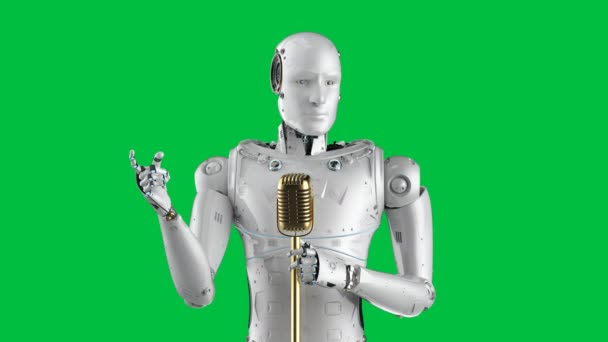 3d rendering robotic public speaker speaking with microphone on green screen background 4k footage - Footage, Video