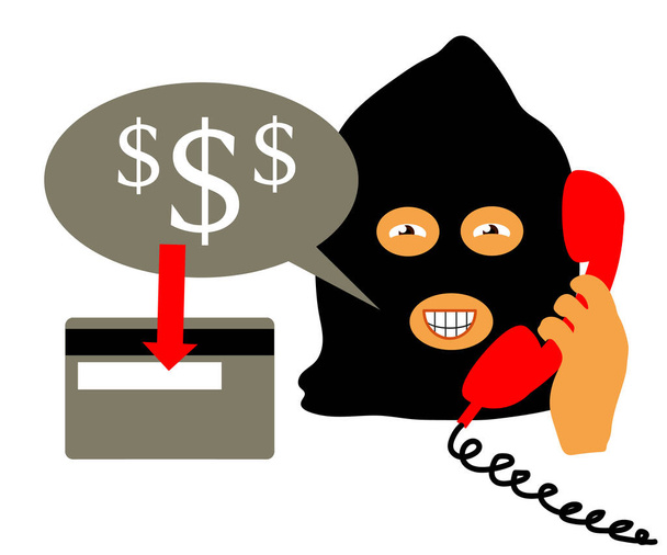 Fraudster and bank card. Cartoon. Vector illustration. - Vector, Image