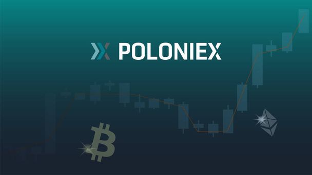 Poloniex Kryptowährung Börsenname mit Logo auf abstraktem digitalen Hintergrund. Krypto-Börse für Nachrichten und Medien. Vektor EPS10. - Vektor, Bild