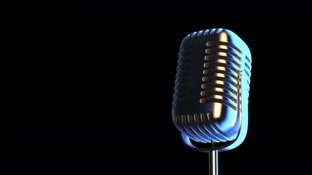 3D рендеринг микрофона под светом на черном фоне 4k кадров - Кадры, видео