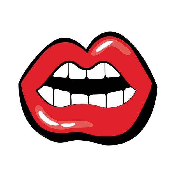 Pop art mond open met tanden vullen stijl - Vector, afbeelding