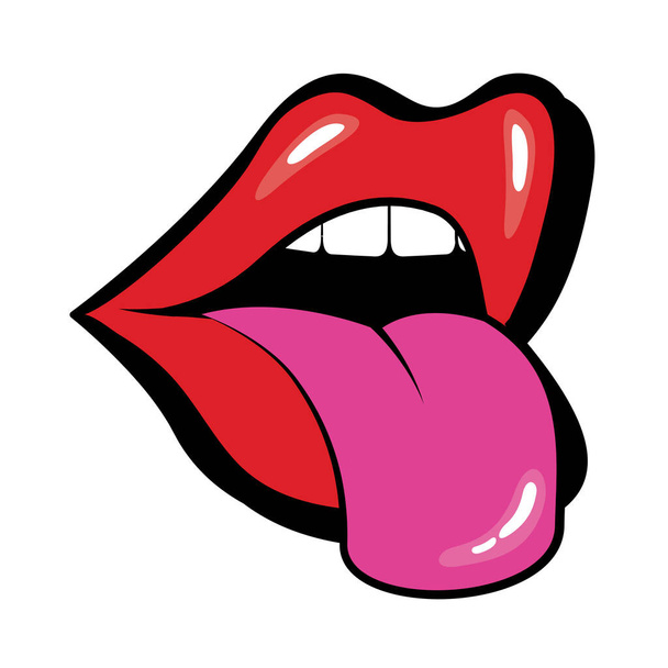 pop art ústa s jazykem ven styl výplně - Vektor, obrázek