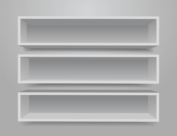 Set van witte verschillende meubelplanken. Vectorillustratie - Vector, afbeelding