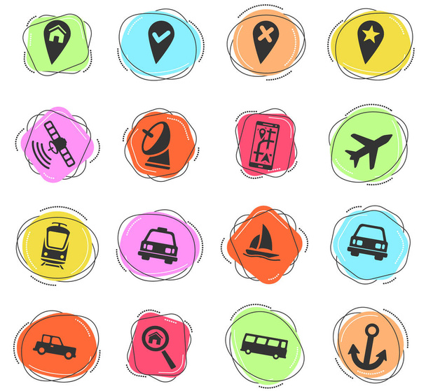 Navigation color vector icons for web and user interface - Wektor, obraz