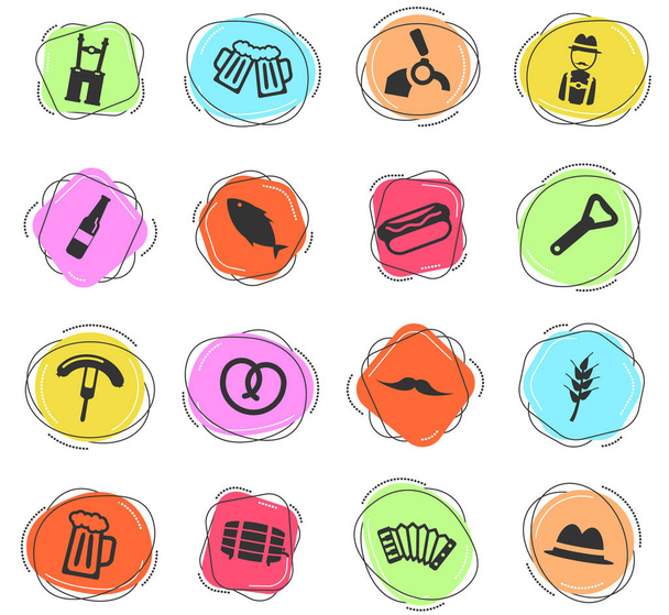 Oktoberfest color vector icons for web and user interface - Vector, Image