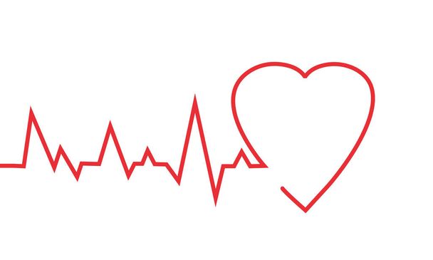 Pulso cardíaco, ilustración del vector de línea de cardiograma aislado sobre fondo blanco - Vector, Imagen