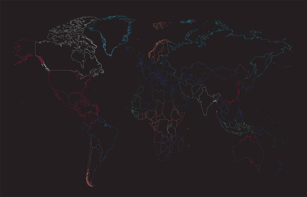 Mapa del mundo Info gráfico, fronteras coloridas. - Vector, imagen