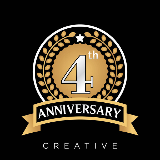 4e verjaardag logo ontwerp vector symbool - Vector, afbeelding