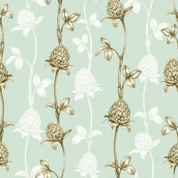Seamless pattern with a clover drawing - Foto, Imagem