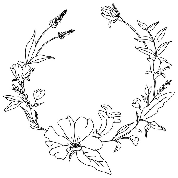 doodle linha arte flores bordas decoração - Vetor, Imagem