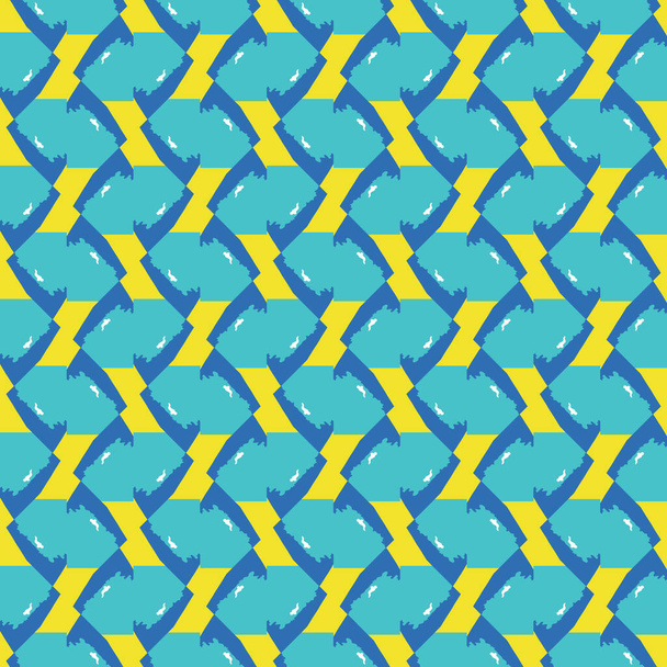 Vector seamless pattern texture background with geometric shapes, colored in blue, yellow and white colors. - Vector, Image
