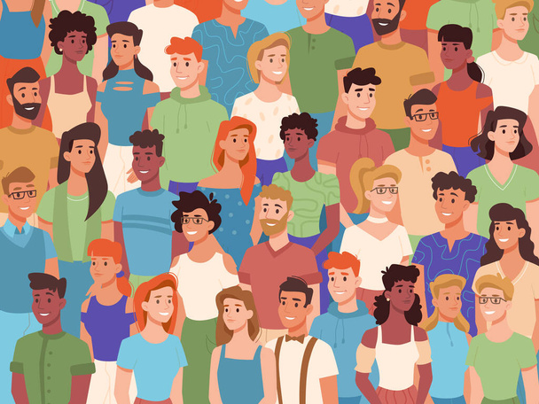 Multitud de personas diversas, nacionalidades multietéreas - Vector, Imagen
