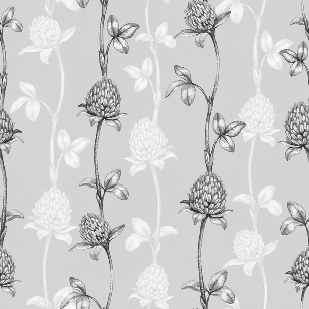 Seamless pattern with a clover drawing - Valokuva, kuva
