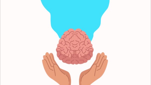 Ψυχική υγεία animation με τα χέρια άρση εγκεφάλου και καρδιές - Πλάνα, βίντεο