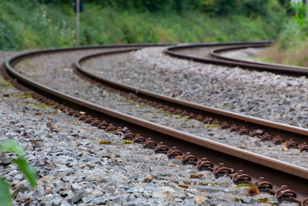 Railroad tracks in a curve - Photo, Image