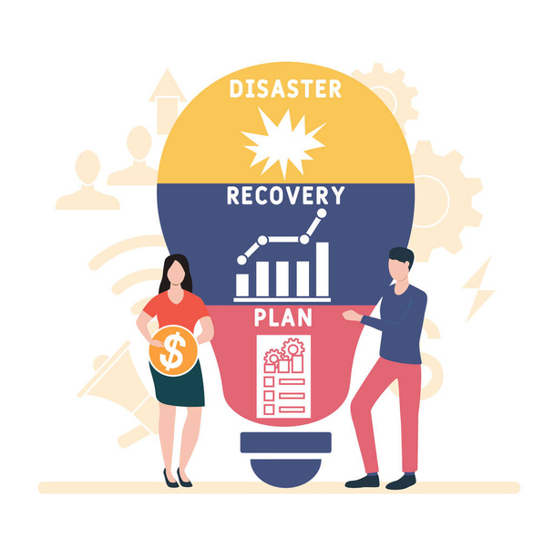 Flat design with people. DRP - Disaster Recovery Plan.  business concept background. Vector illustration for website banner, marketing materials, business presentation, online advertising - Vector, Image