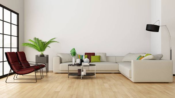 Velký luxusní moderní světlé interiéry Obývací pokoj mockup ilustrace 3D vykreslování počítače digitálně generovaný obraz - Fotografie, Obrázek