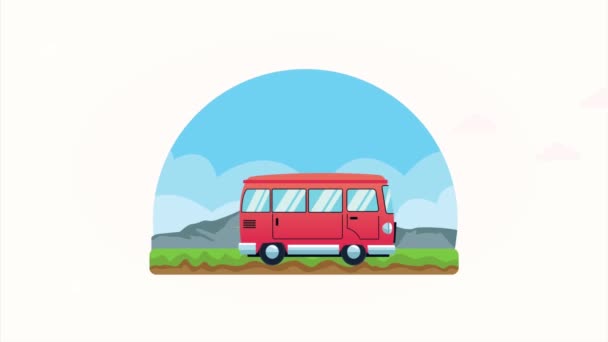 světová turistika animace s van auto cestování - Záběry, video