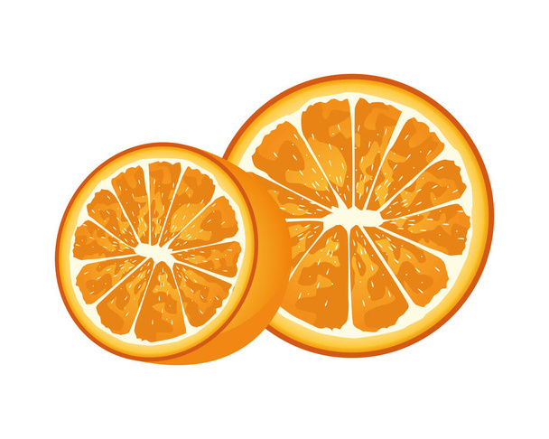 fresh oranges citrus fruits icons - Vector, Image