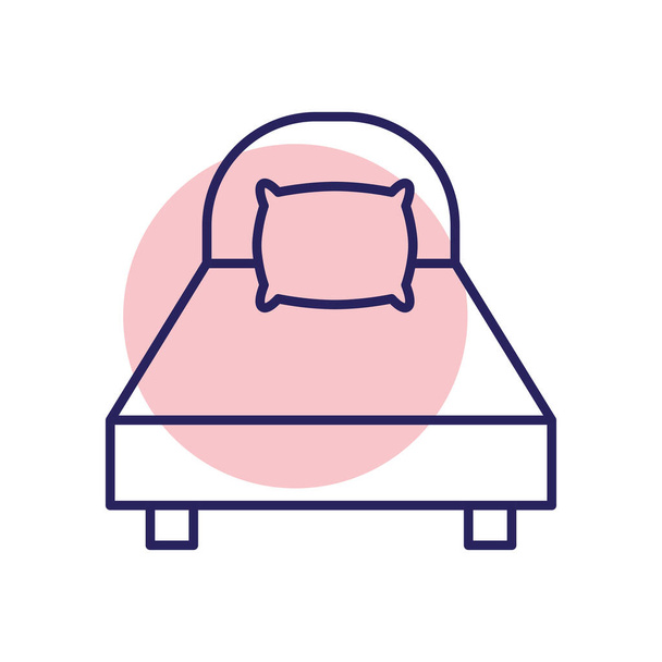 casa cama línea estilo icono vector diseño - Vector, imagen