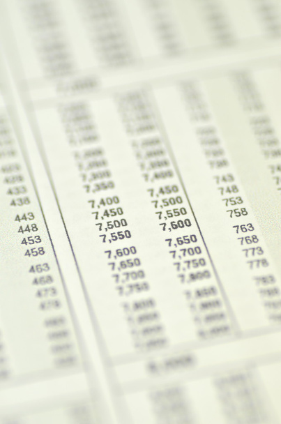 Closeup of us tax tables - Foto, Imagem