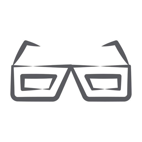 Icon of polarized 3d glasses in doodle style - Vetor, Imagem