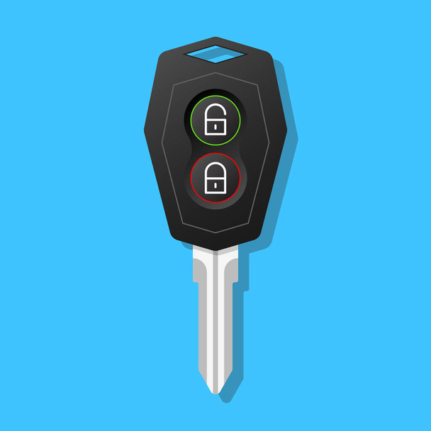 Κλειδί αυτοκινήτου με κλειδαριά ξεκλειδώνει την εικόνα κουμπί διάνυσμα - Διάνυσμα, εικόνα