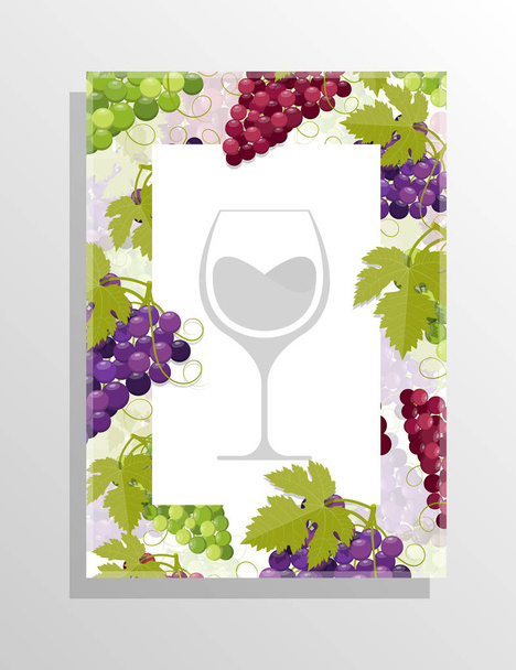 Grapes Wine Glass Cover Concept illustration Vector - Vector, Image