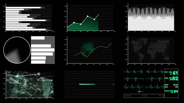Futuristische gebruikersinterface dashboard voor big data analytic in informatiekaart - Video