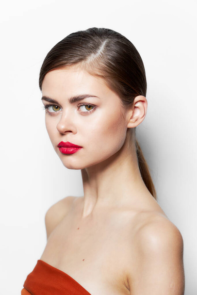 Beautiful woman red lips glamor attractive look  - Valokuva, kuva